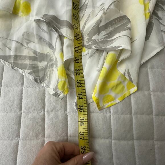 KRISTENSEN DU NORD Skirt Womens 3 US 8 Yellow White Floral Maxi Asymmetric - Picture 8 of 8